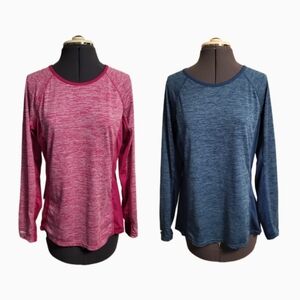 Pink & Teal Danskin Now Long Sleeve Tops Size L/G (12-14)